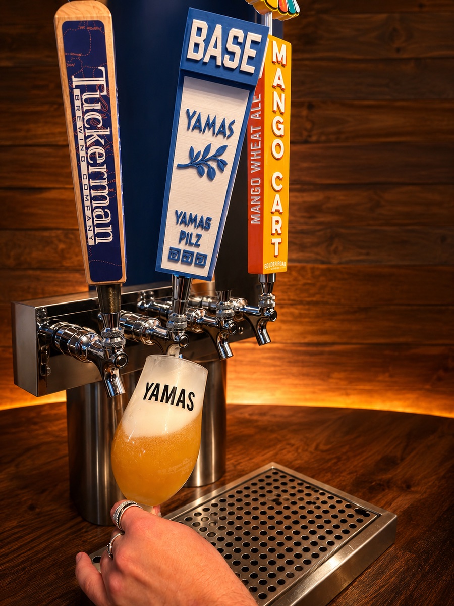 Yamas draft taps pouring a local New England wheat ale
